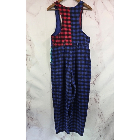 Vintage Jumpsuit Womens Small Medium 90s Gingham Checkered Slouchy Gaucho Tank - Picture 6 of 13